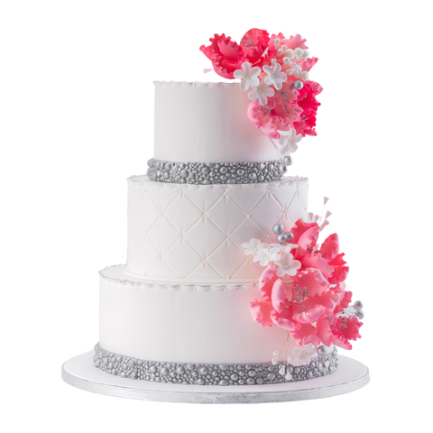 Silver and White Wedding cake