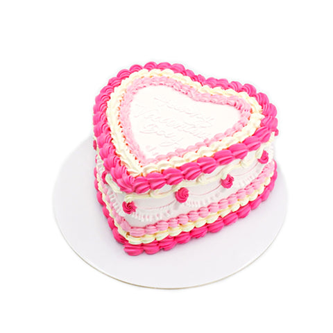 Pink Heart Vintage Cake