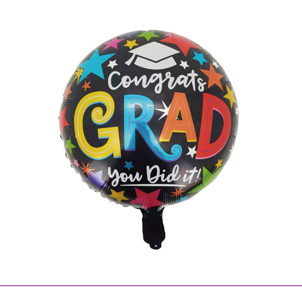 FOIL BALLOON ROUND MULTI CONGRATS GRAD