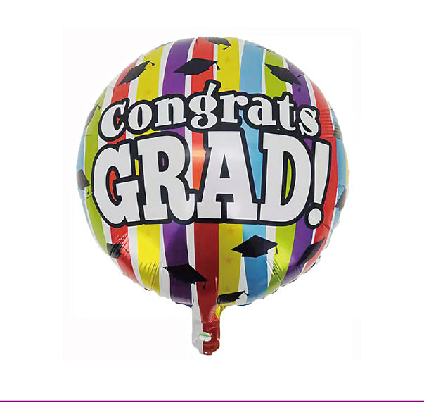 FOIL BALLOON ROUND MULTI CONGRATS GRAD 18''
