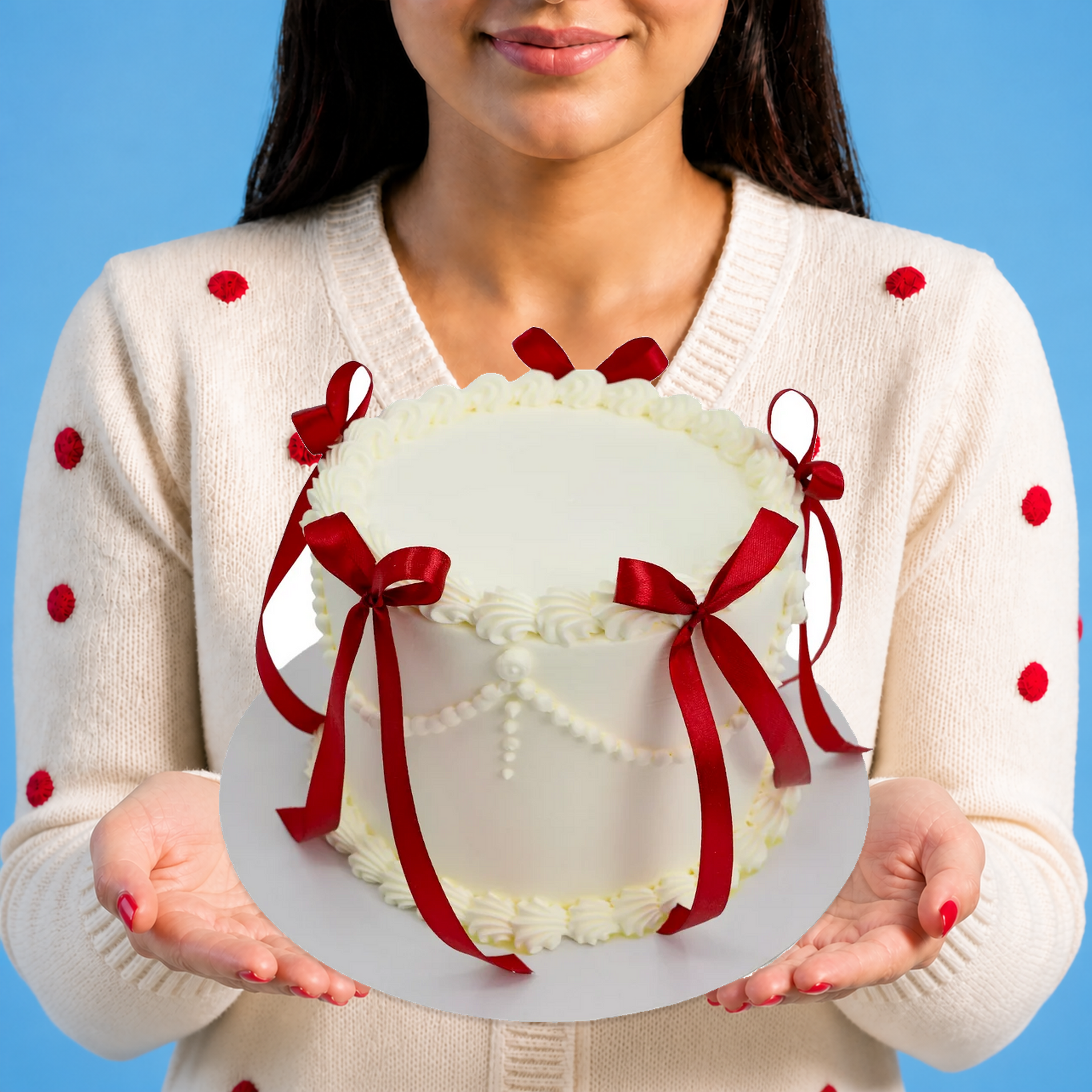 Vintage Red Ribbon Cake