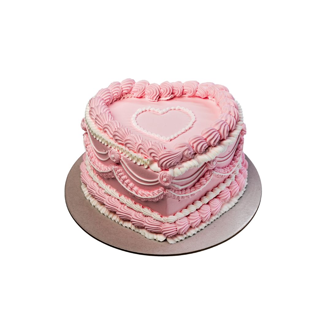 PINK HEART VINTAGE CAKE