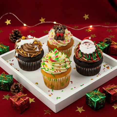 Christmas Pack of 4 Cupcakes