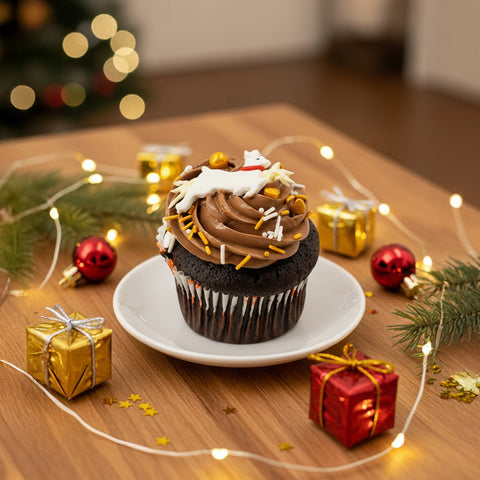 Christmas White Reindeer Cupcake