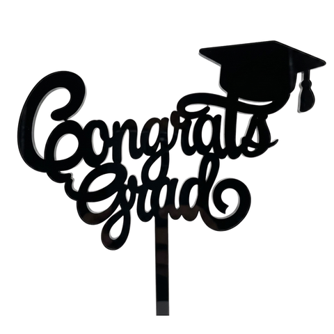CONGRATS WITH GRAD HAT BLACK