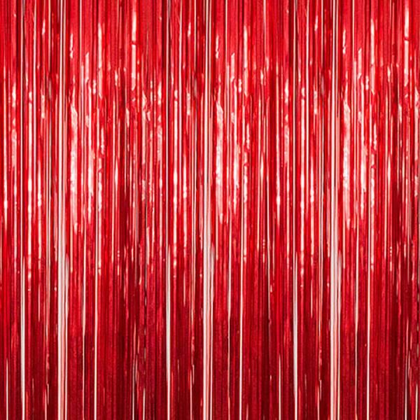 FOIL FRINGE PRODEKOR METALLIC RED CURTAIN