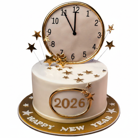 New Year Clock Themed Cake