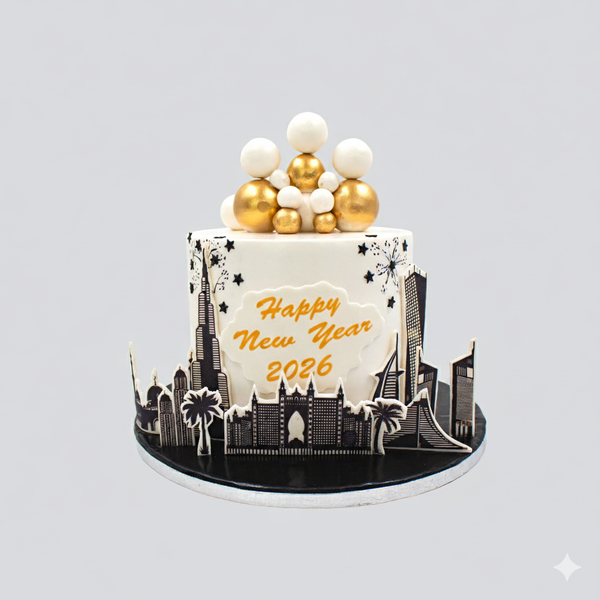 New Year Dubai Skyline Cake