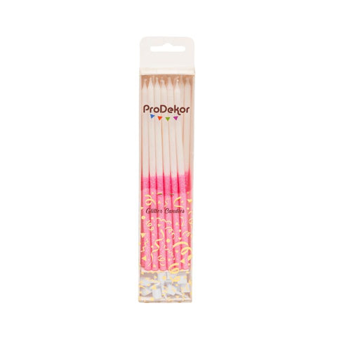 Tall Pink Glitter Candle