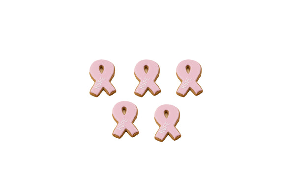 Pink October Ribbon Cookies - Pack of 5