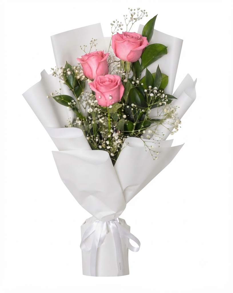 Bloom in Pink Mini Cupcakes 12 pcs and Flowers Bundle