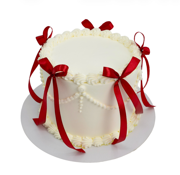 Vintage Red Ribbon Cake