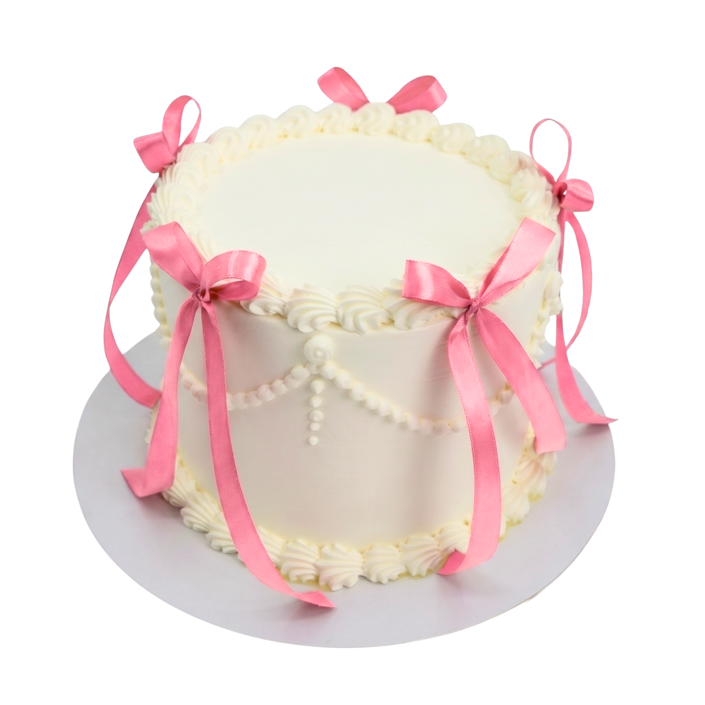 Vintage Pink Ribbon Cake