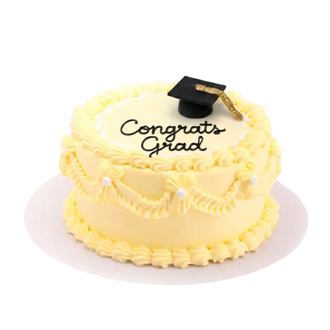 Graduation Pastel Yellow Vintage Cake