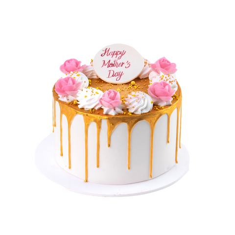 Pink Rose & Gold Drip Cake