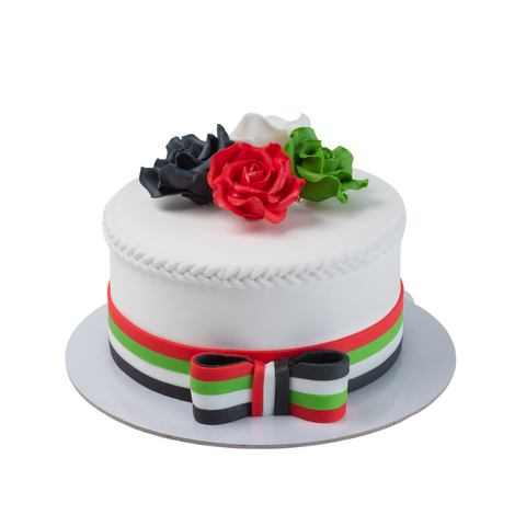 UAE Ribbon and Flowers cake