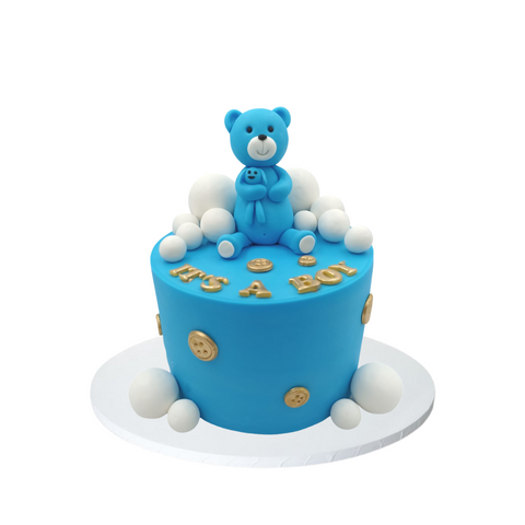 Blue Bear Baby Shower Cake