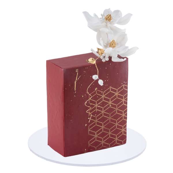 Maroon & Gold Geometric Cake