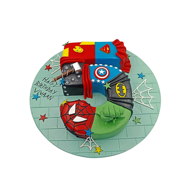 Superhero Number Cake