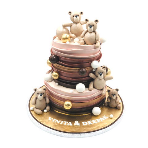Brown Teddy Bear Tier Cake