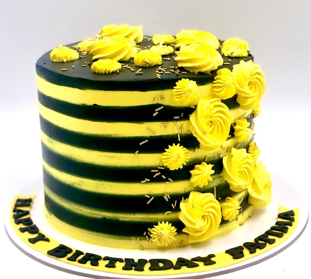 Yellow Drip & Floral Cake