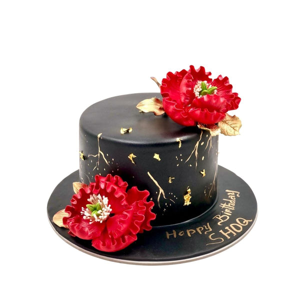 Black & Red Peony Cake