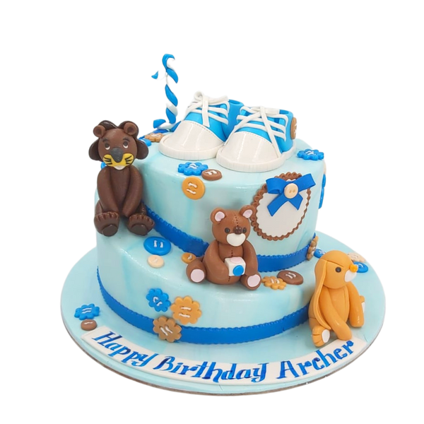 Baby Shoes and Animals Cake