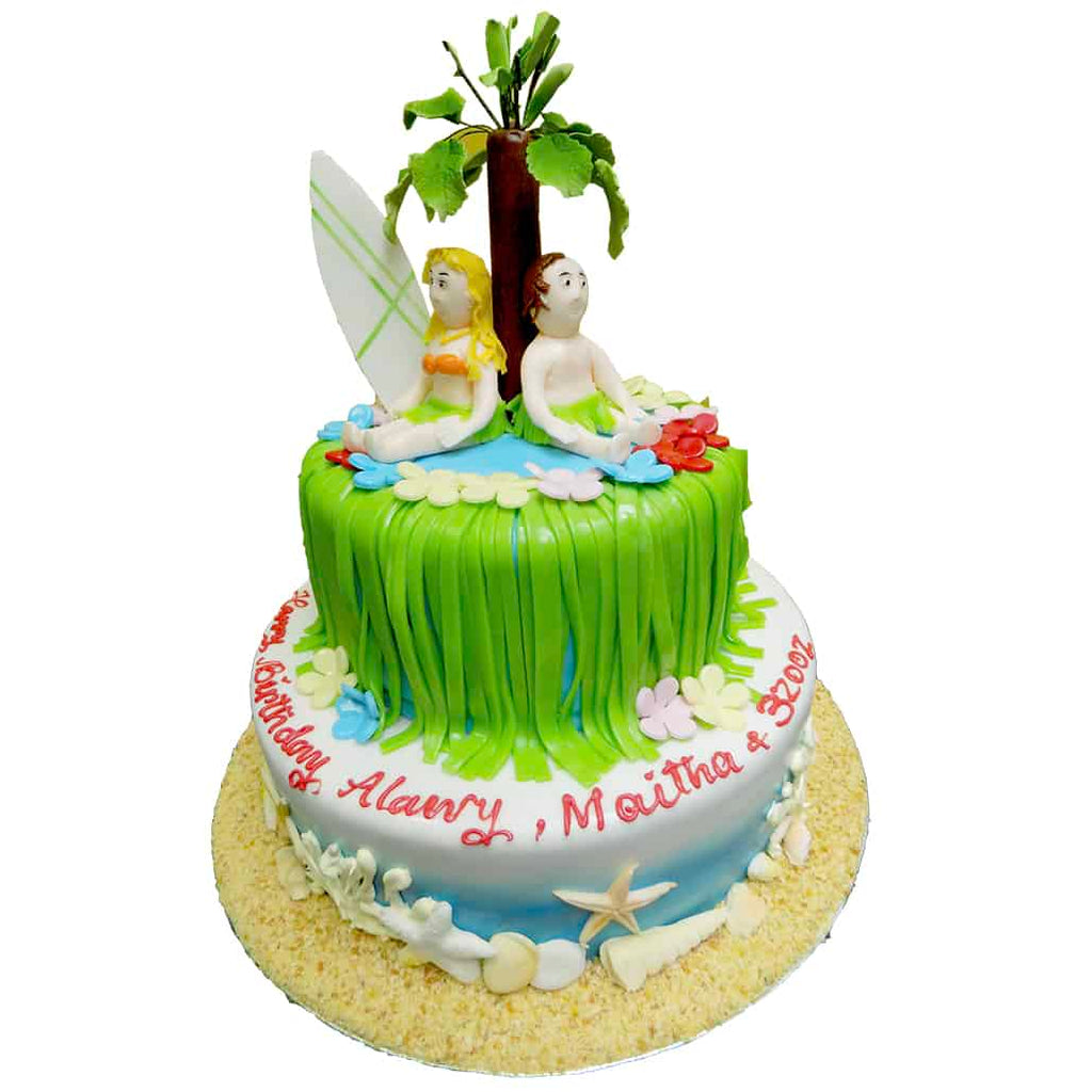 Hawaiian theme - Decorated Cake by Corrie - CakesDecor