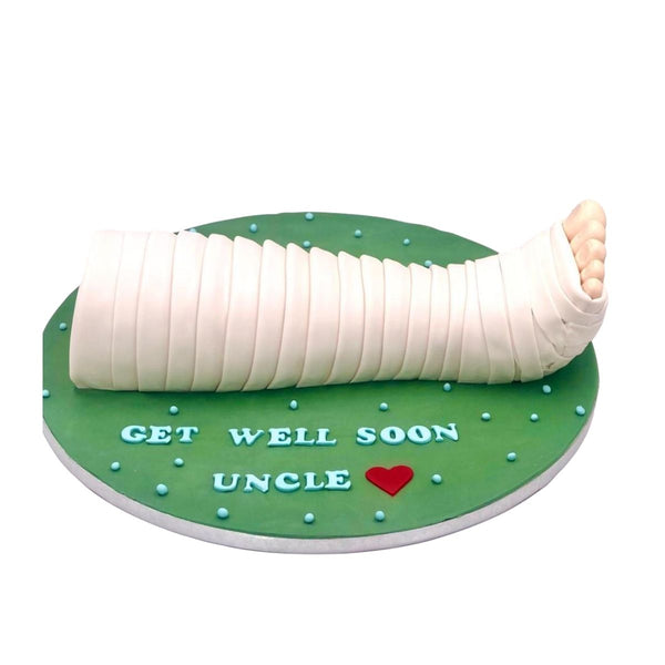 Leg bandage get well soon cake