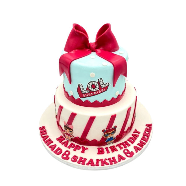 LOL Pink Bow Tier Cake