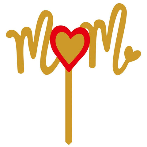 Mom gold red heart topper