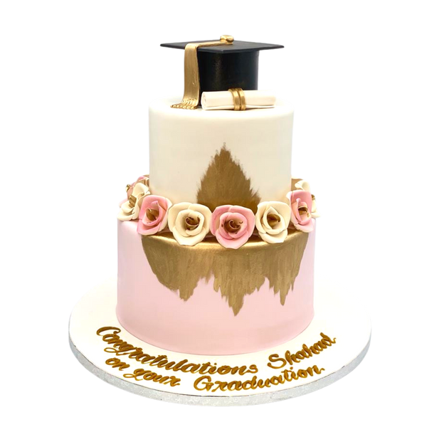 Pink and Gold Graduation Cake