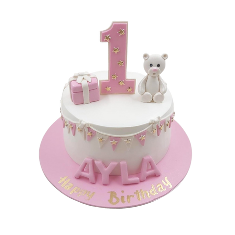 Pink Teddy Bear Baby Cake