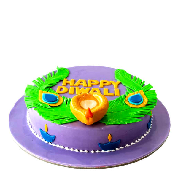 Peacock Feather Diwali Cake