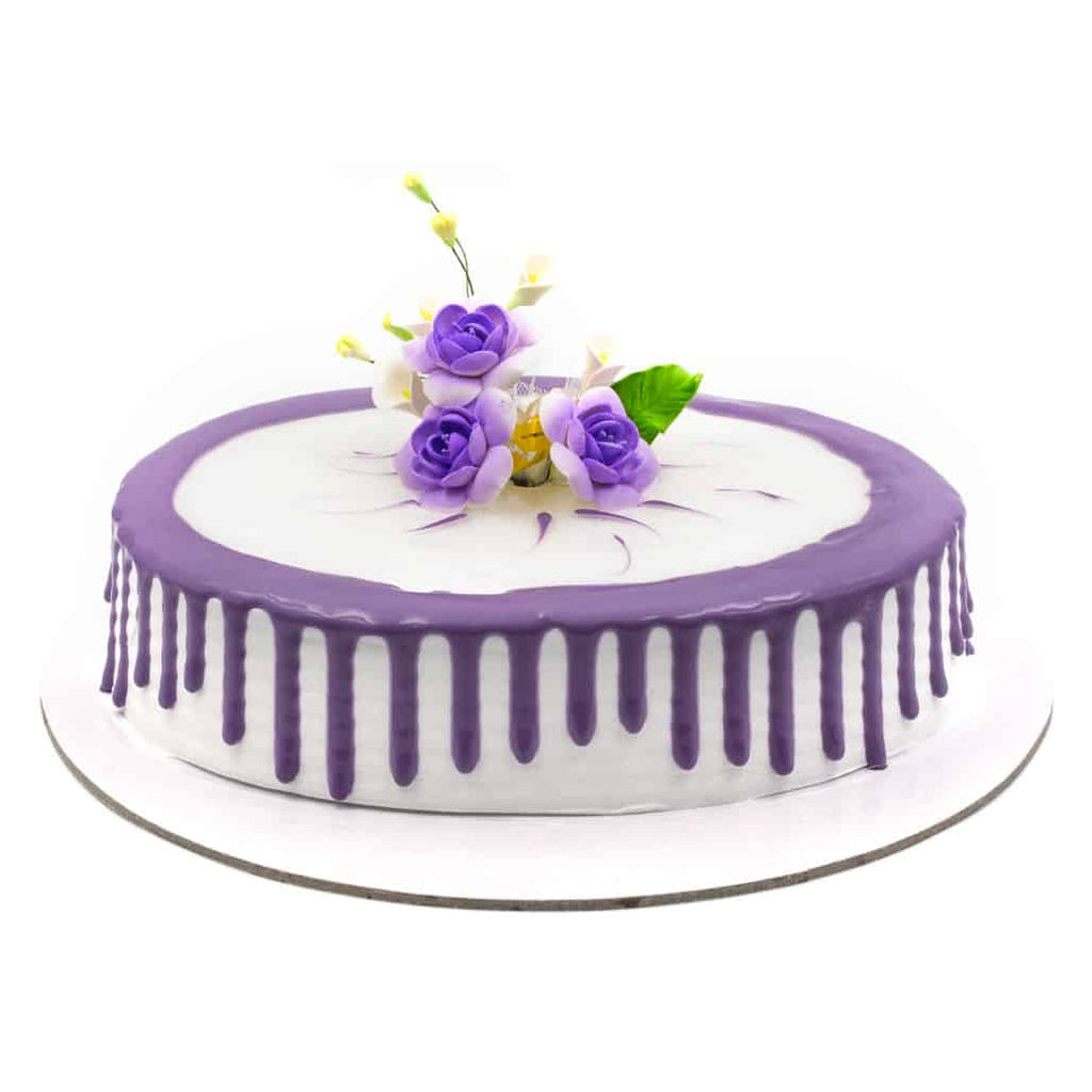 Birthday Cake With Drip Icing And Purple Candles Stock Photo - Download  Image Now - Purple, Birthday Cake, Birthday - iStock