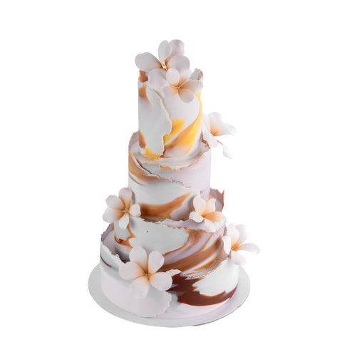 White And Brown Shade Wedding Cake