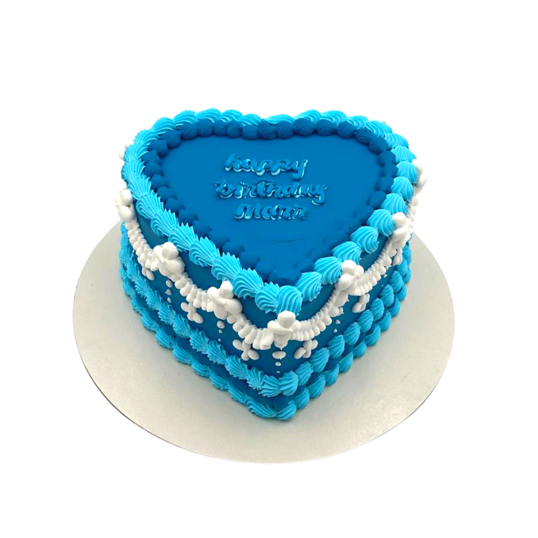 Blue Heart Vintage Cake