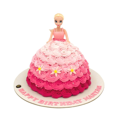 Barbie Doll Rosette Cake