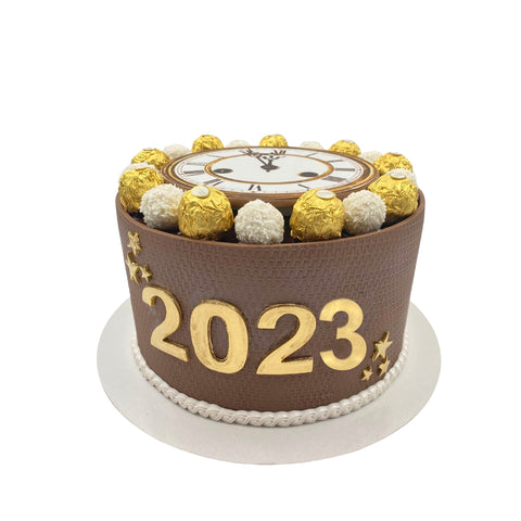New Year Clock Chocolate Cake | Order New Year Clock Chocolate Cake online  | Tfcakes
