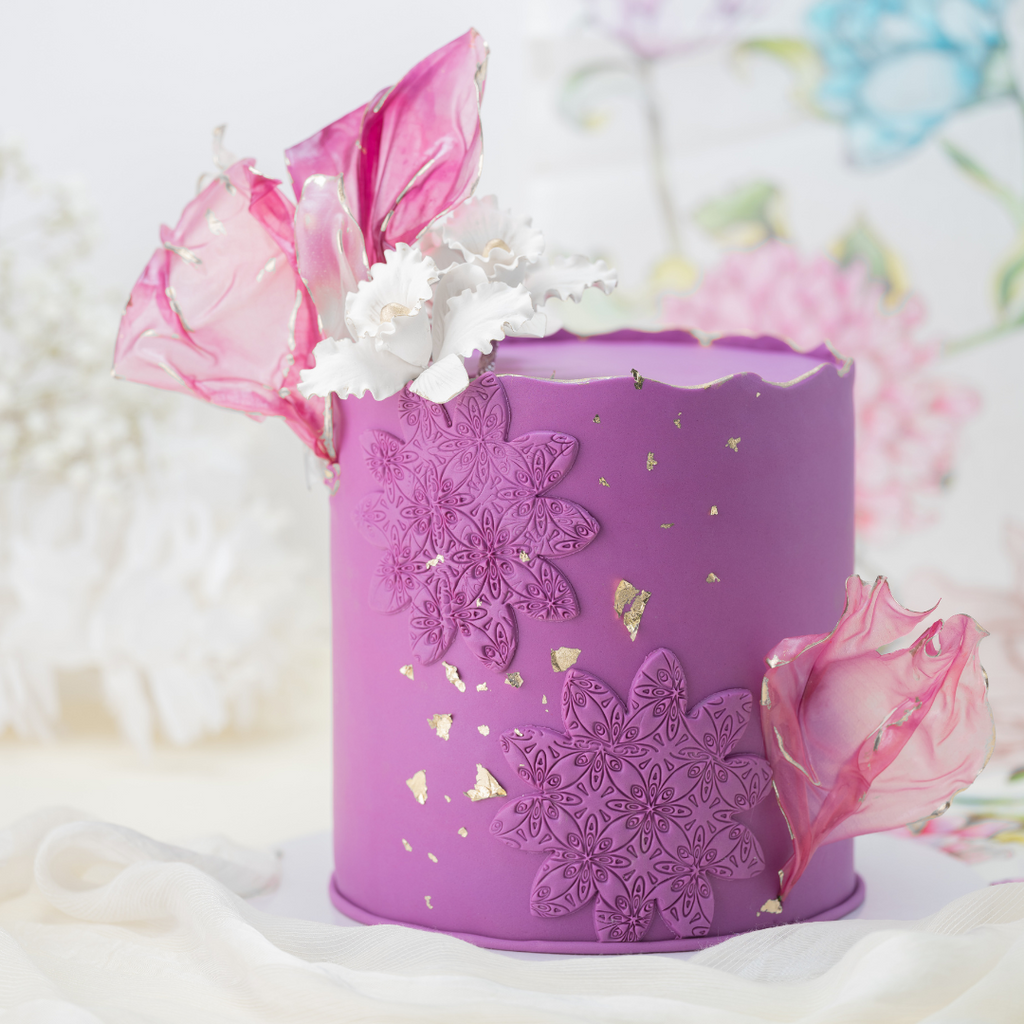Purple and white happy birthday sheet cake with silver dragees . | Purple  cakes birthday, Birthday sheet cakes, Purple cakes