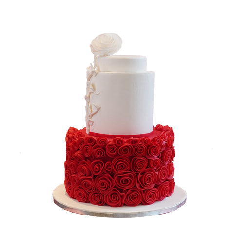 White Rose Tier Cake