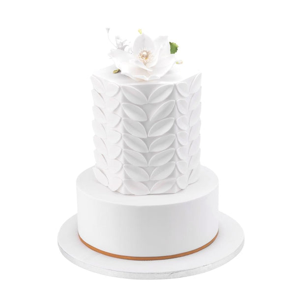 White Leaf Wedding Cake